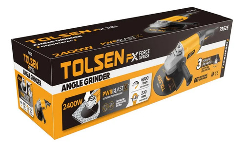 Amoladora 230 Mm 2400w Tolsen Amarillo 50hz - Imagen 2