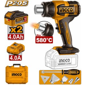 Pistola De Calor A Bateria 20v 580°c Con Accesorios Ingco