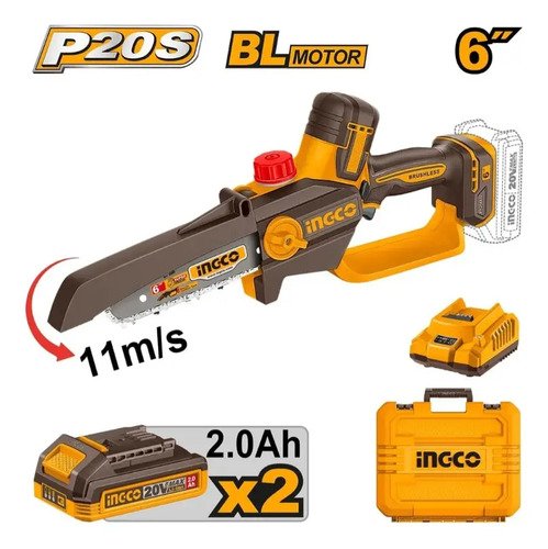 Motosierra A Bateria Ingco Autolubricant +2 Bat Ycarg Regalo - Imagen 4