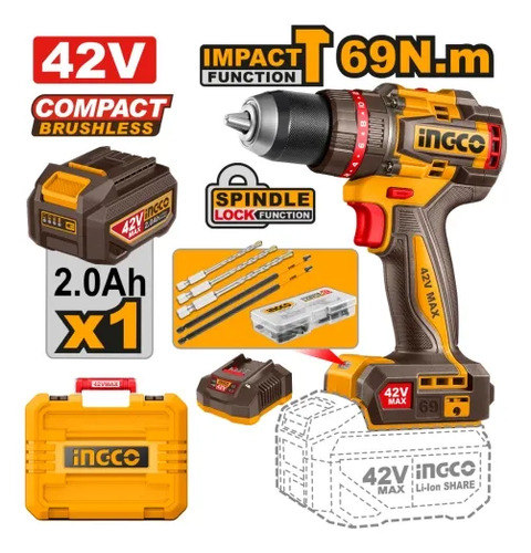 Combo Ingco 42v Max 5 Herramientas A Bateria Taladro Siera - Imagen 6