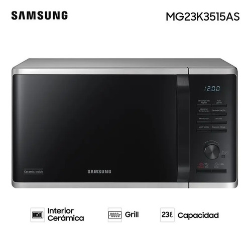 Microondas Grill Samsung MG23K3515AS 23L - Imagen 5