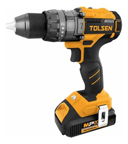 Taladro 13mm 20v S/carb 2 Bat. Y Carg. Tolsen Negro