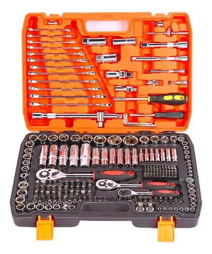 Juego De Dados 216 Completo En Valija Plástica Naranja