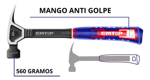 Martillo manual carpintero Emtop EHAMCH 2020 EHAMCH2020 con mango ergonómico - Imagen 2