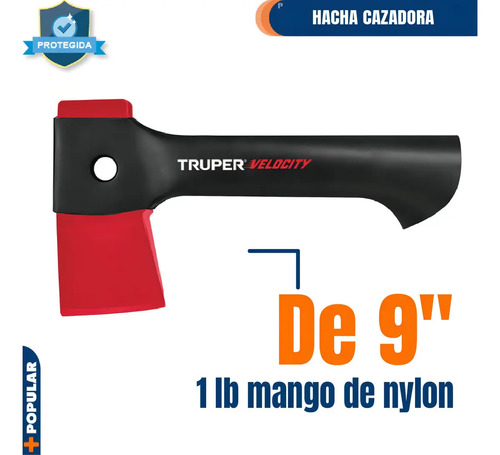Hacha De Mano Cazadora 453g Cabo Corto Nylon Truper Velocity - Imagen 3