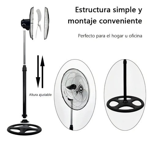 Pack X2 Ventilador De Pie 3 Aspas 50hz Estructura Negro Diámetro 50 Cm Frecuencia 50 Material De Las Aspas Metal Transparente - Imagen 2