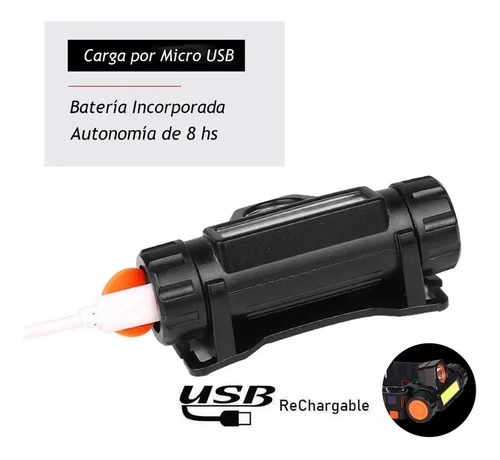 Linterna Táctica Led Vincha Recargable 2000 Lm Alcance 150m Usb Blanco Negro - Imagen 7
