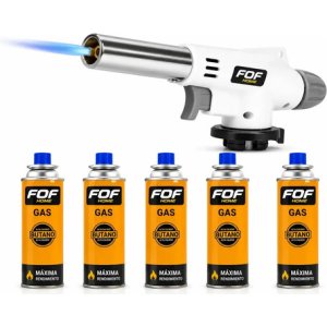 Soplete Pistola Flambeador  Todo-uso + 5 Gas Butanos