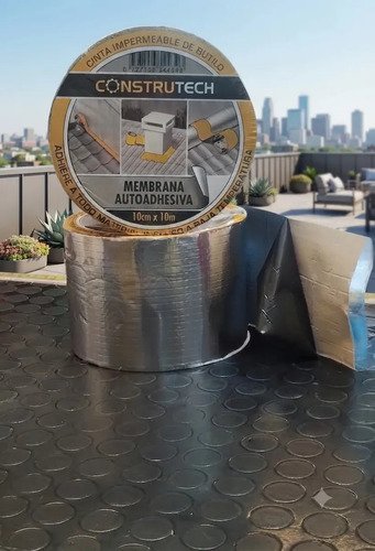 Membrana Adhesivo De Butilo 10cm Ancho Por Metros Construtech Plateado - Imagen 6