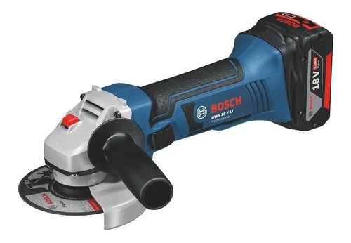 Amoladora Angular Inalámbrica Bosch Professional Gws 18 V-li Color Turquesa 18 w + Accesorios