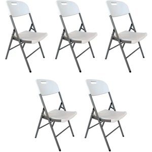 Silla Plegable Linium Set De 5 Plástico Resistente Color Blanco
