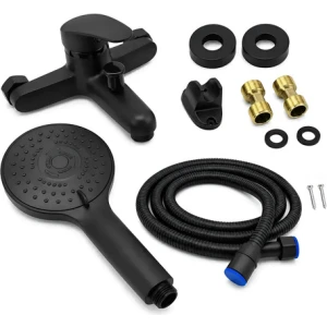 Monocomando Canilla Manguera Teléfono Ducha Baño Grifo Negro