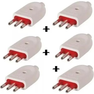 Ficha Macho 3 En Linea 10 Amp Conatel Pack X 6 Blanco - Tyt