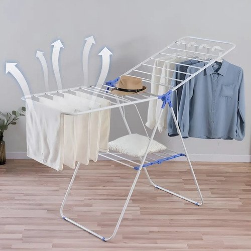 Tendedero Para Ropa De Pie Plegable Tender Acero Inoxidable Color Blanco - Imagen 7