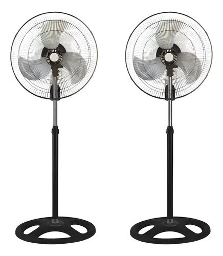 Pack X2 Ventilador De Pie 3 Aspas 50hz Estructura Negro Diámetro 50 Cm Frecuencia 50 Material De Las Aspas Metal Transparente