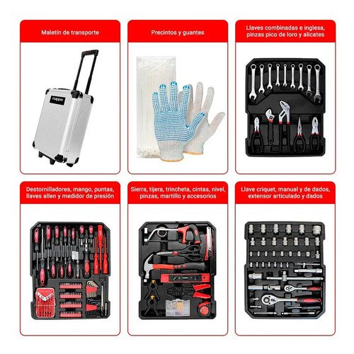 Kit De Herramientas Nappo 499 Piezas + Valija Metálica Color Gris - Imagen 7