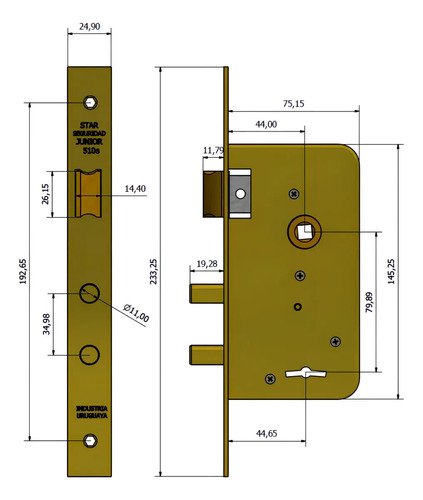 Cerradura Star 510s Hierro Zincado Cromado Dorado - Imagen 2