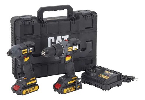 Kit De Taladros Y Llaves De Impacto Caterpillar Ba-ter-ia Con Negro