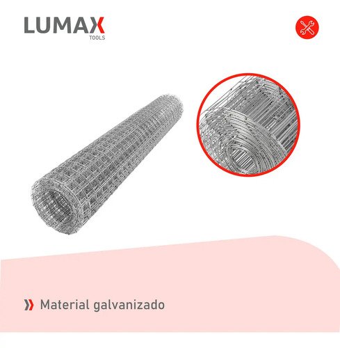 Rollo De Malla Electrosoldada Galvanizada Lumax 1.0x25mts Plateado - Imagen 4