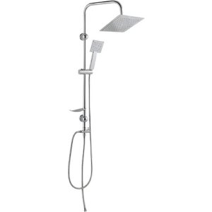 Barral Ducha Pared Ts Home Cuadrado Plateado 90cm Grifería Baño Brillante