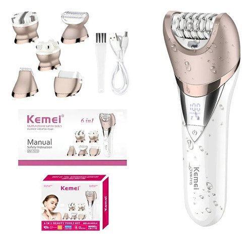 Depiladora Femenina 6 En 1 Kemei Km-7115 Amarillo