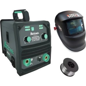 Soldadora Mig Electrodo 140amp 1kg +alambre 1kg +mascara K37 Azul