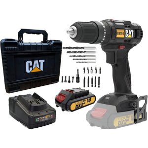 Taladro Percutor Atornillador Inalambrico Cat + Puntas Color Negro