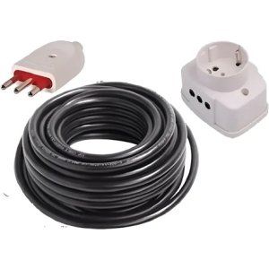 Alargue Armado 20 Mts Con Toma Schuko 2 Laterales Y Ficha 3l Azul