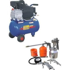 Compresor 50 Litros Motor 2 Hp Bta +kit 5 Piezas  Azul 50 Hz Monofásica