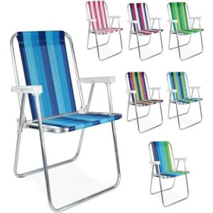 Kit De 2 Sillas Altas De Playa En Aluminio, Colores Surtidos, Color, Color Kit Surtido