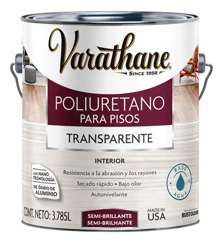 Poliuretano Para Pisos De Madera Rost Oleum 3,78l Base Agua Transparente Brillante