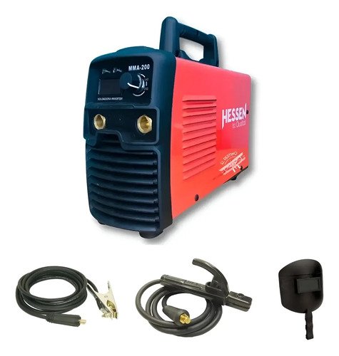Soldadora Inverter Hessen Pro 200 Amp + Careta Fotosensible Rojo/negro