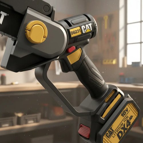 Minimotosierra Bateria Caterpillar + Bateria 4ah +cargador Amarillo - Imagen 3