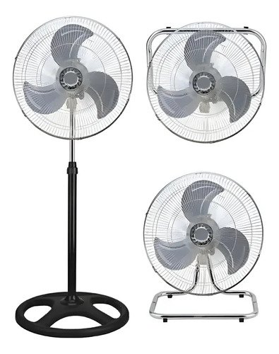 Ventilador De Pie Aspas Metálicas 3 En 1 - Tyt 50 Cm Negro Metálico Metalicas 3