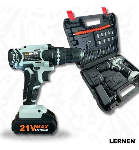 Kit Taladro Destornillador Inalámbrico 21v + 2 Baterías Color Gris - Imagen 8