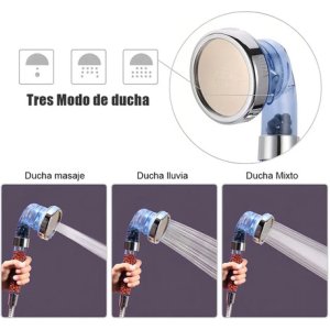 Ducha De Mano Azul Universal Importaciones Con Piedras Volcánicas Azul Transparente Cromado