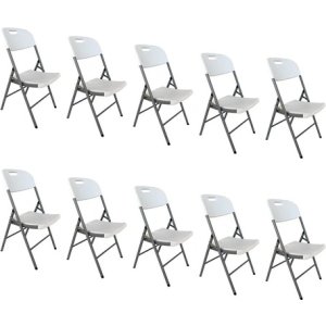 Silla Plegable Linium Eventos Plástico Resistente Set De 10 Color Blanco