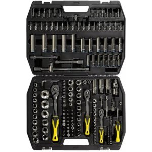 Juego Crossmaster Dados Tubo Cricket 171 Pcs 1/2 1/4 3/8 Mm Negro Y Amarillo