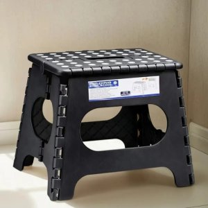 Banqueta Banco Plegable Escalera Plástico Reforzado 22 Cm Color Negro