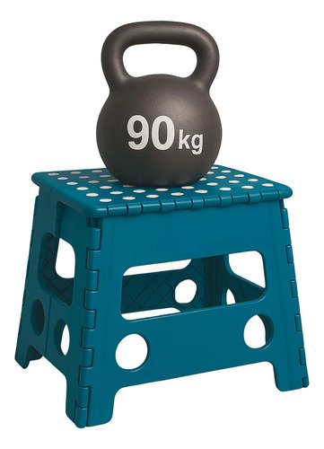 Banco Plegable Multiuso Resistente Banquito 32 Cm Alto 90 Kg Azul Oscuro - Imagen 3