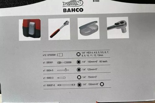 Set Juego Bocallaves Bahco 1/4'' Métrico 16 Piezas Kit S160 Color Naranja - Imagen 4