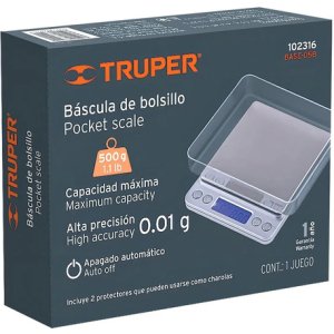 Balanza Digital De Bolsillo Super Precision 10x10cm Truper Color Plateado