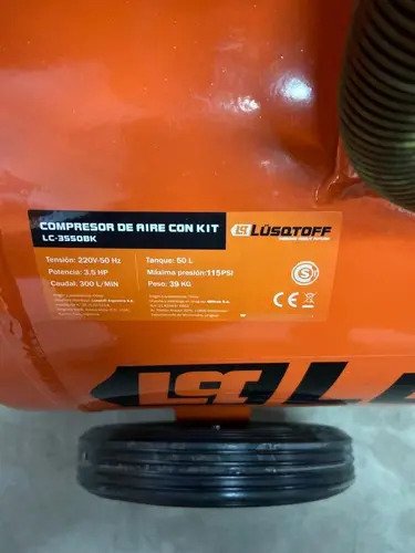 Compresor De Aire Eléctrico Portátil Lusqtoff 3,5 Hp 50 Lts Naranja 50 Hz Monofásica - Imagen 3