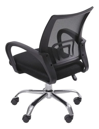Silla De Escritorio Boxbit 3310 Base Cromada Ergonómica Negra Con Tapizado De Mesh Y Poliéster Negro Poliéster/mesh - Imagen 4