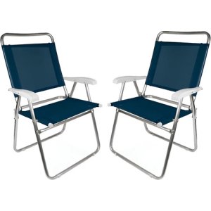 Silla Alta Aluminio Set X2 Playa Reforzada Master Plus Mor Color Azul