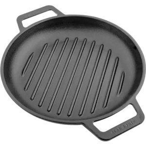 Sarten Grill Hierro Curado Victoria Con Asas 25cm Induccion Color Negro
