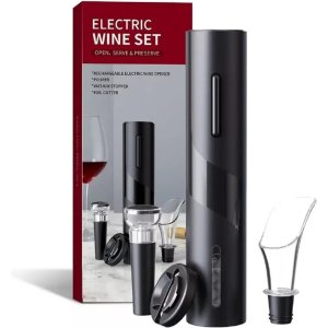 Sacacorchos Electrico + Accesorios - Abridor De Vino - Tyt Negro