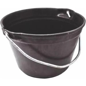 Balde De Obra Plastico Negro Reforzado Asa En Hierro De 8 Mm