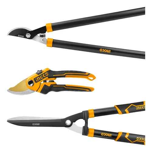 Set De Tijeras De Podar Corte Jardin 3 Piezas Ingco Color Amarillo - Imagen 4