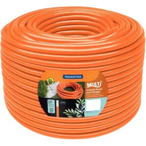 Manguera De Jardin Super Flex 3/4 De 50 M 3 Capas Tramontina Color Naranja